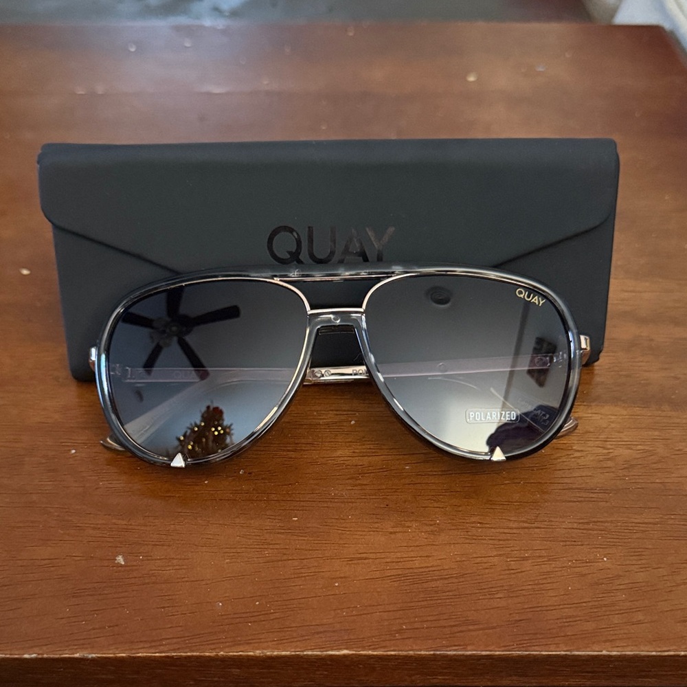 Quay Australia Gold and Black Aviator Sunglasses